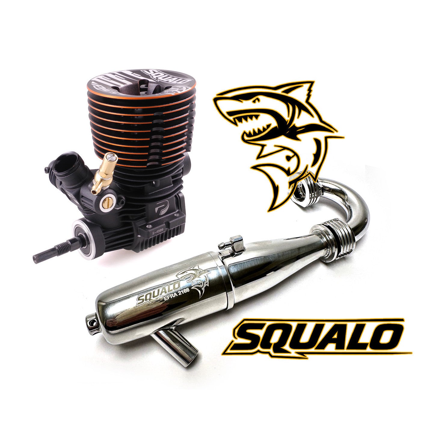 Combo: Picco SQUALO DLC Buggy Limited Edition Engine with Exhaust and Header